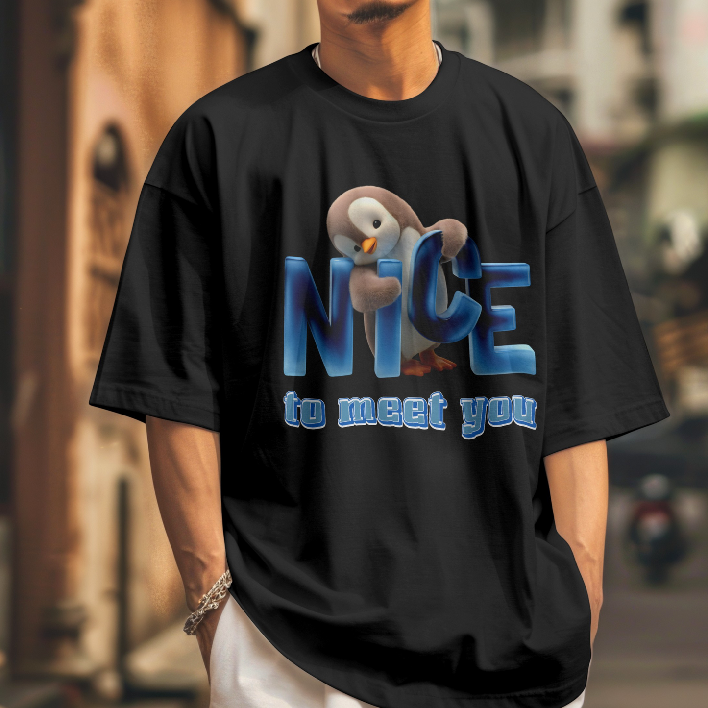 Nice to Meet You – Penguin Hug – Unisex T-shirt