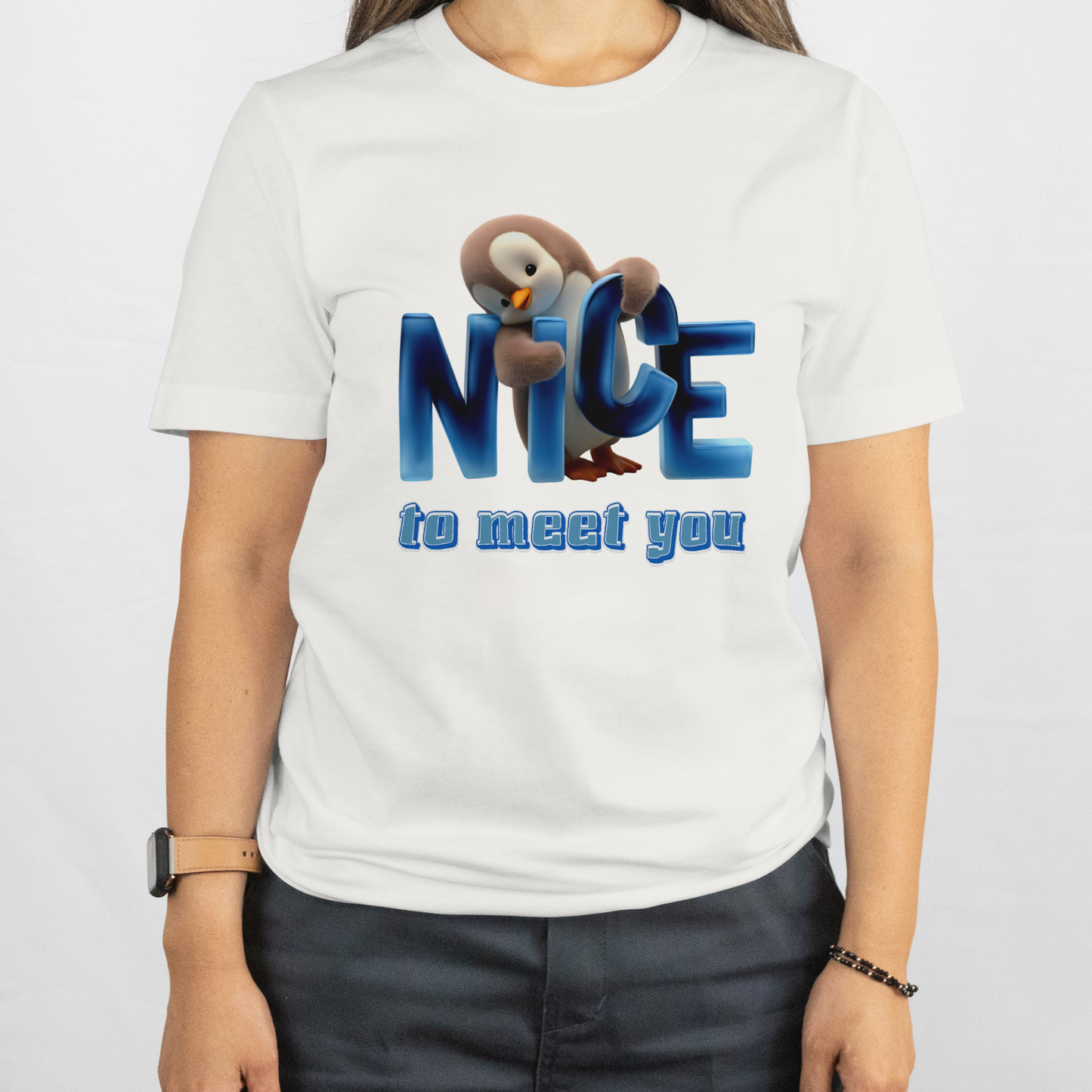 Nice to Meet You – Penguin Hug – Unisex T-shirt