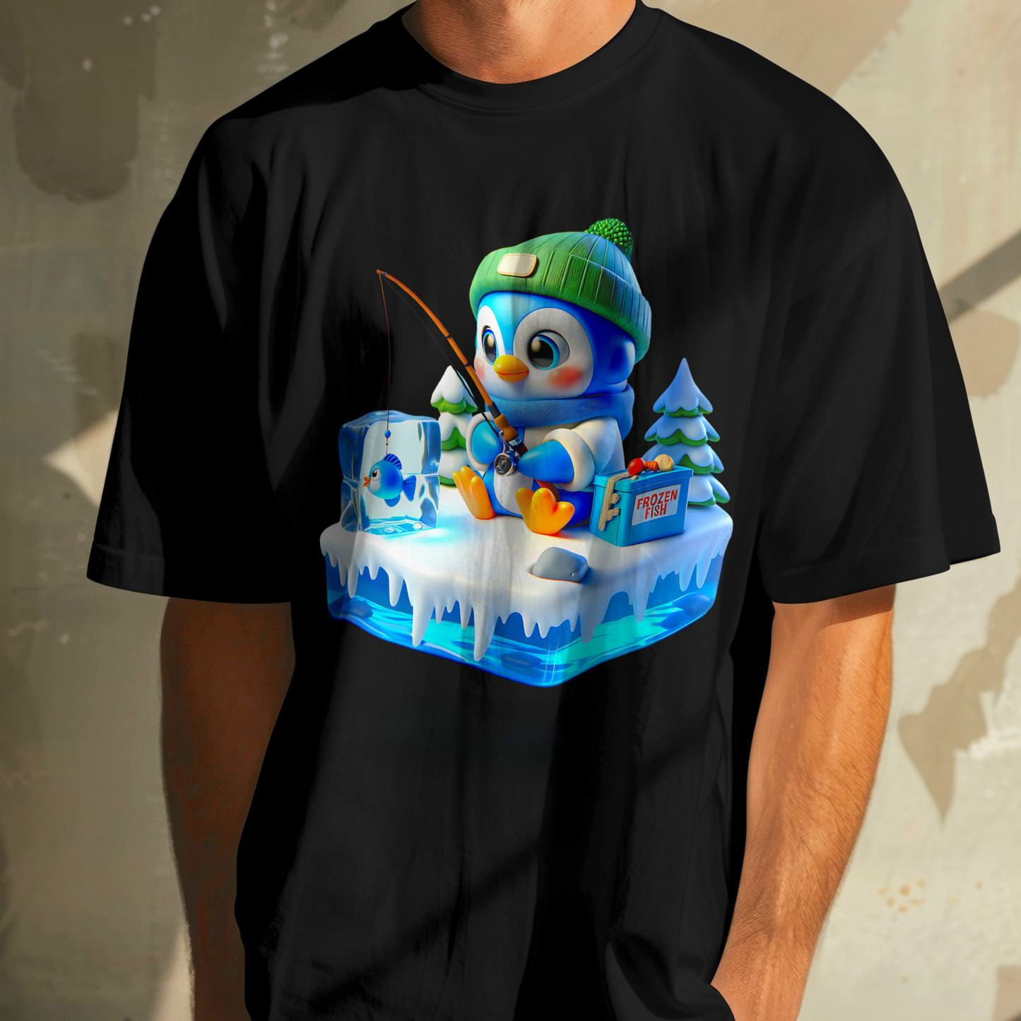 Ice Fisher Penguin – Unisex T-shirt