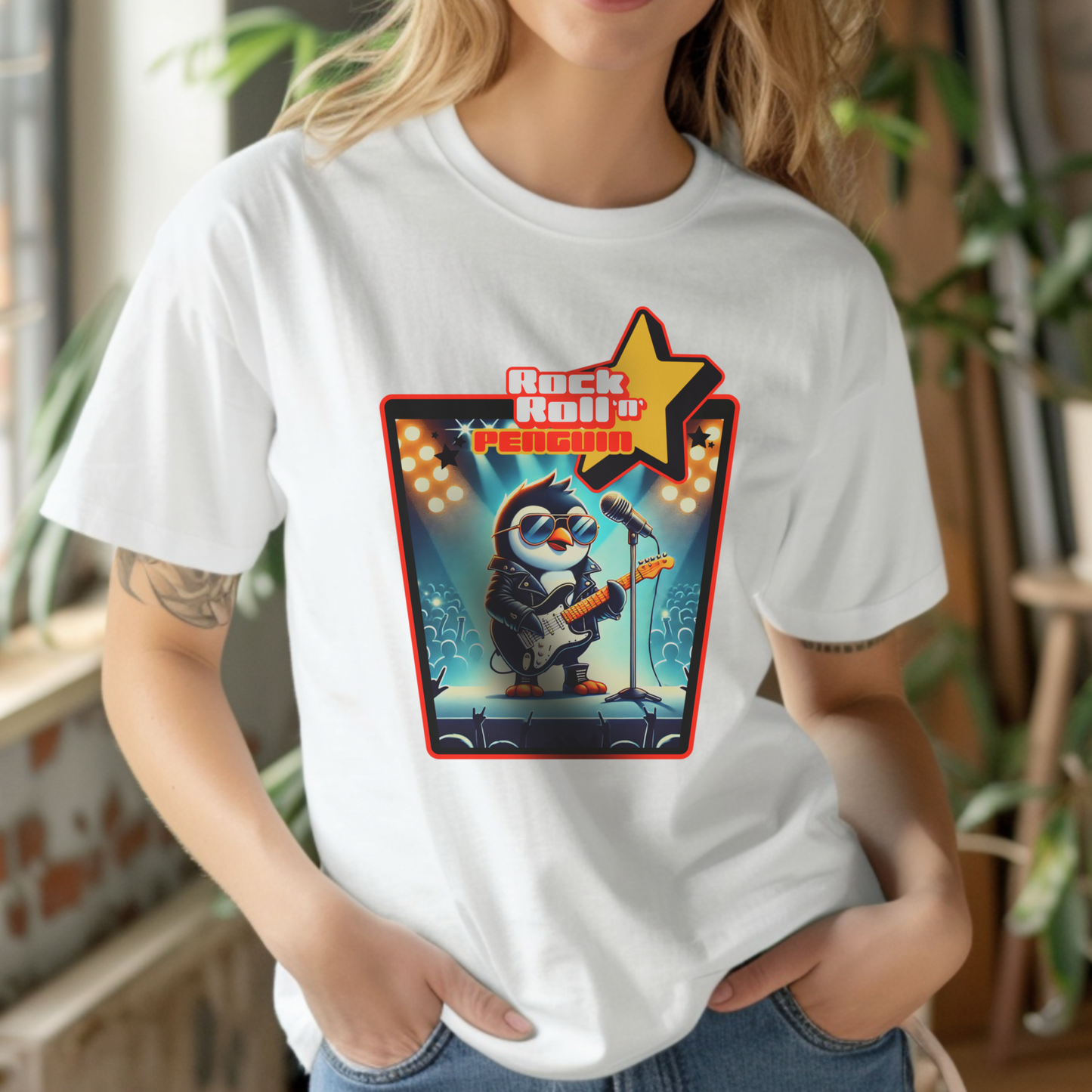 Rock ’n’ Roll Penguin – Unisex T-shirt