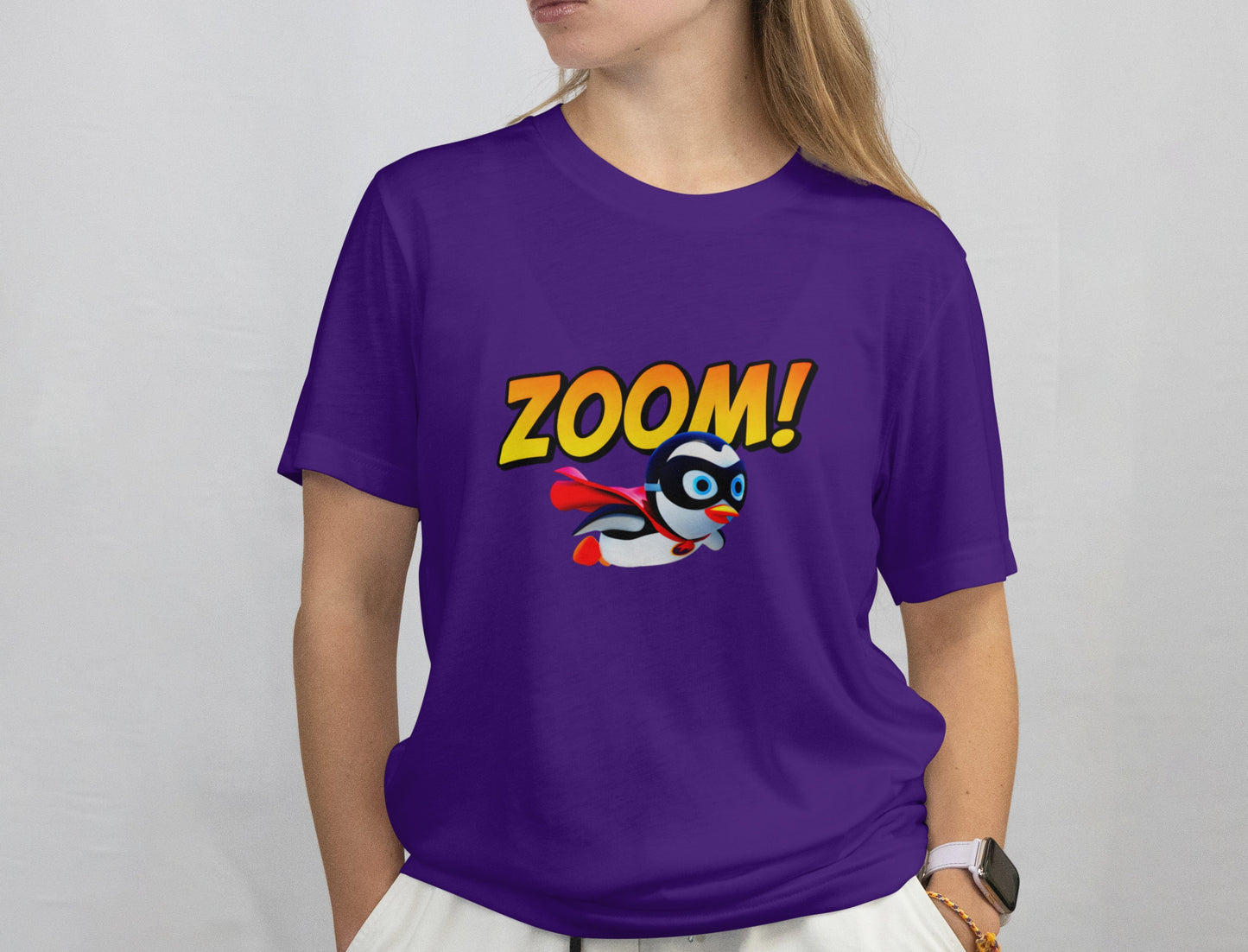 Zoom Penguin – Super Speed Hero – Unisex T-shirt