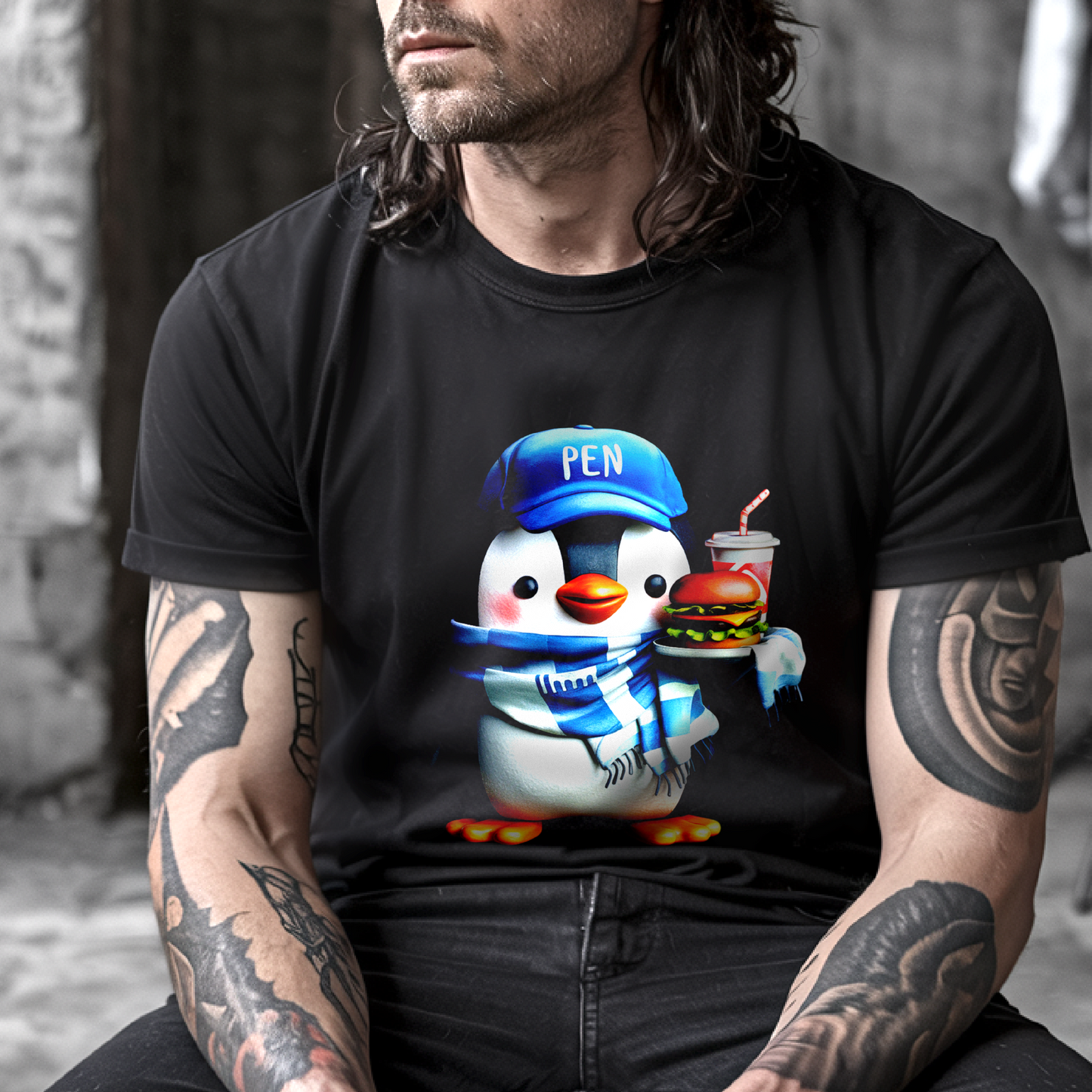 Burger Lover Penguin – Unisex T-shirt