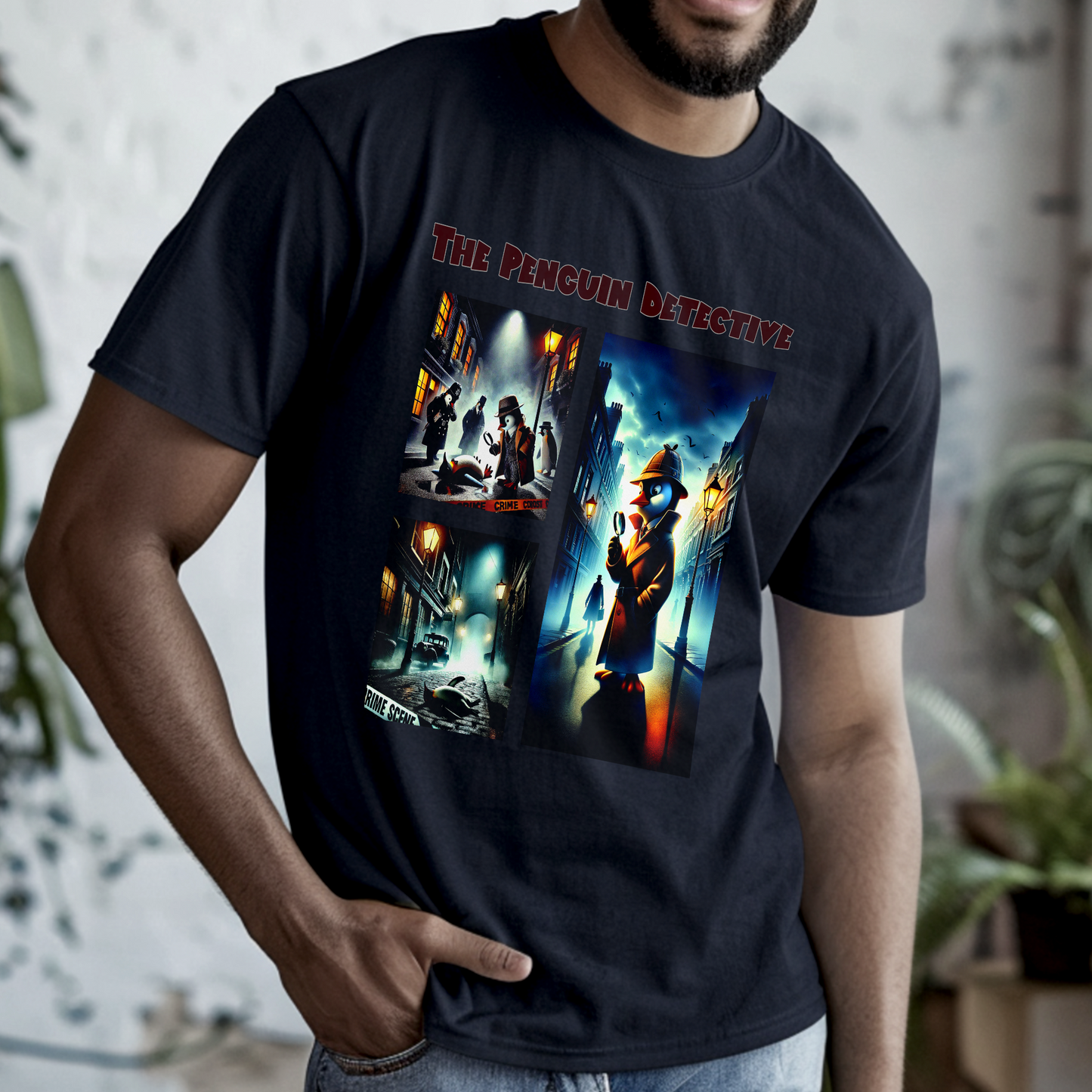 The Penguin Detective – Noir Crime Scene Penguin – Unisex T-shirt