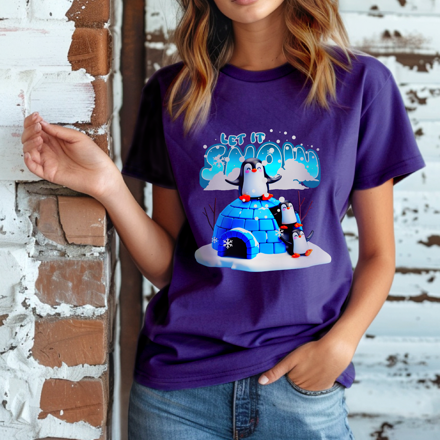 Let It Snow – Igloo Penguin Vibes – Unisex T-shirt