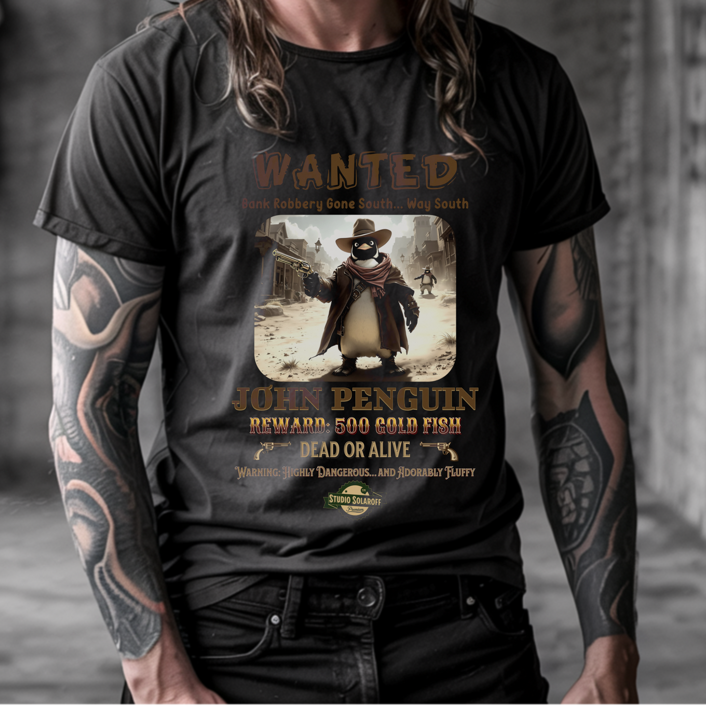 John Penguin – Wild West Outlaw – Unisex T-shirt