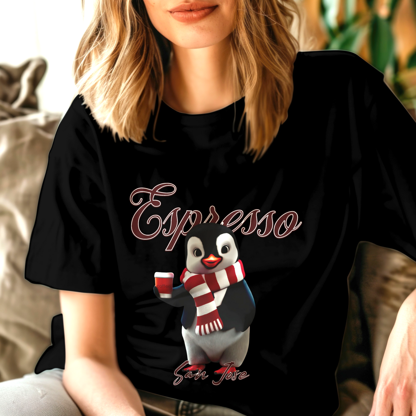 Espresso Penguin – San Jose – Unisex T-shirt