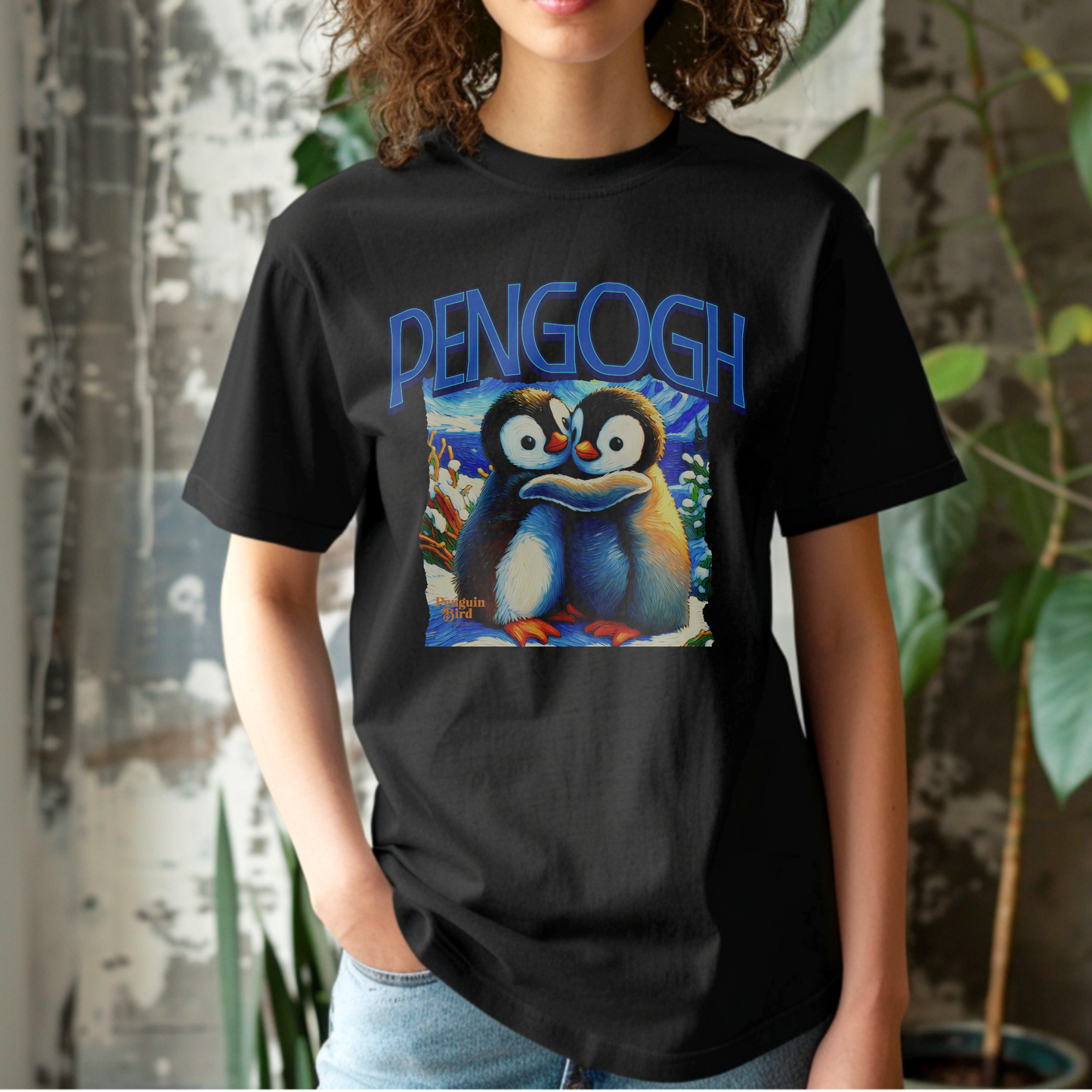 Pengogh – Artistic Penguin Hugs – Unisex T-shirt