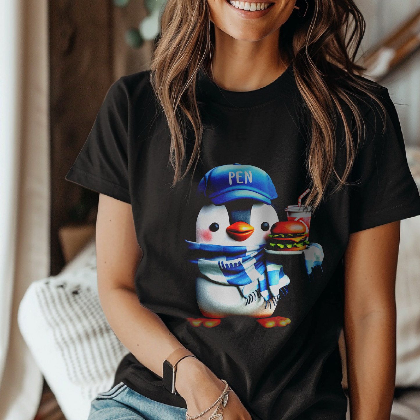 Burger Lover Penguin – Unisex T-shirt