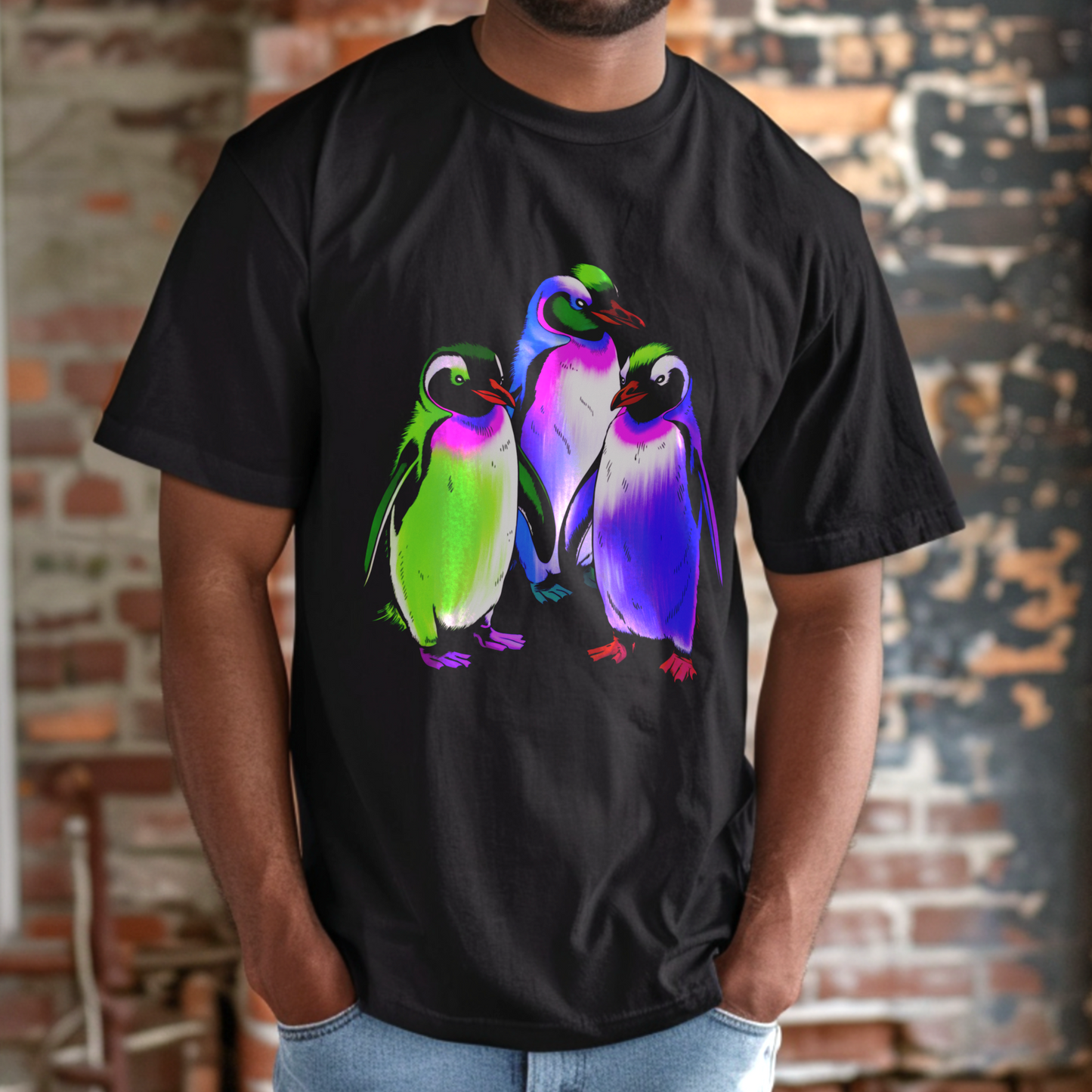 Neon Penguins Vibe – Unisex T-shirt