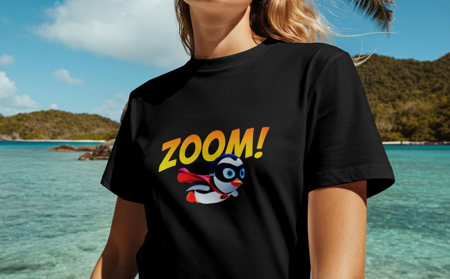 Zoom Penguin – Super Speed Hero – Unisex T-shirt