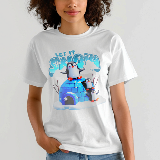 Let It Snow – Igloo Penguin Vibes – Unisex T-shirt