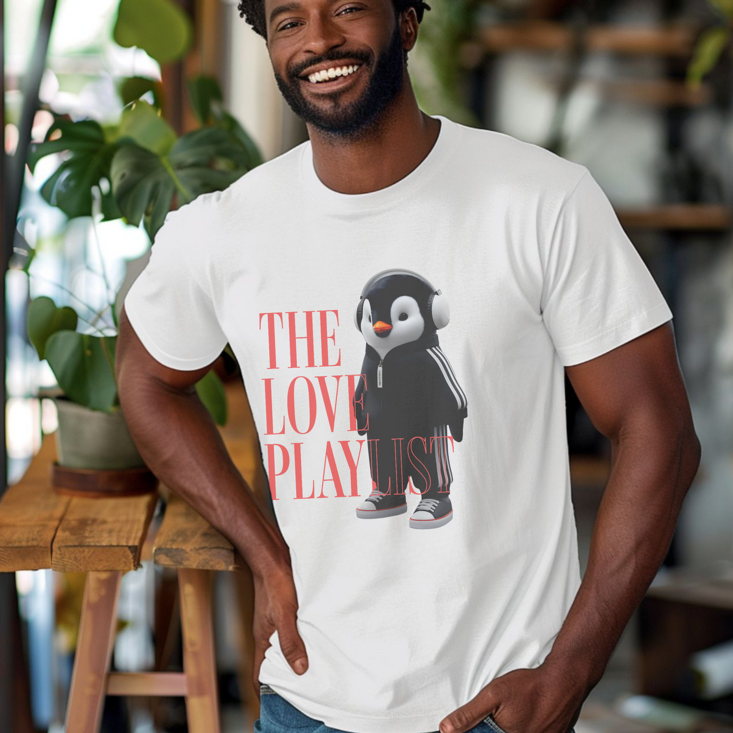 The Love Playlist Penguin – Unisex T-shirt