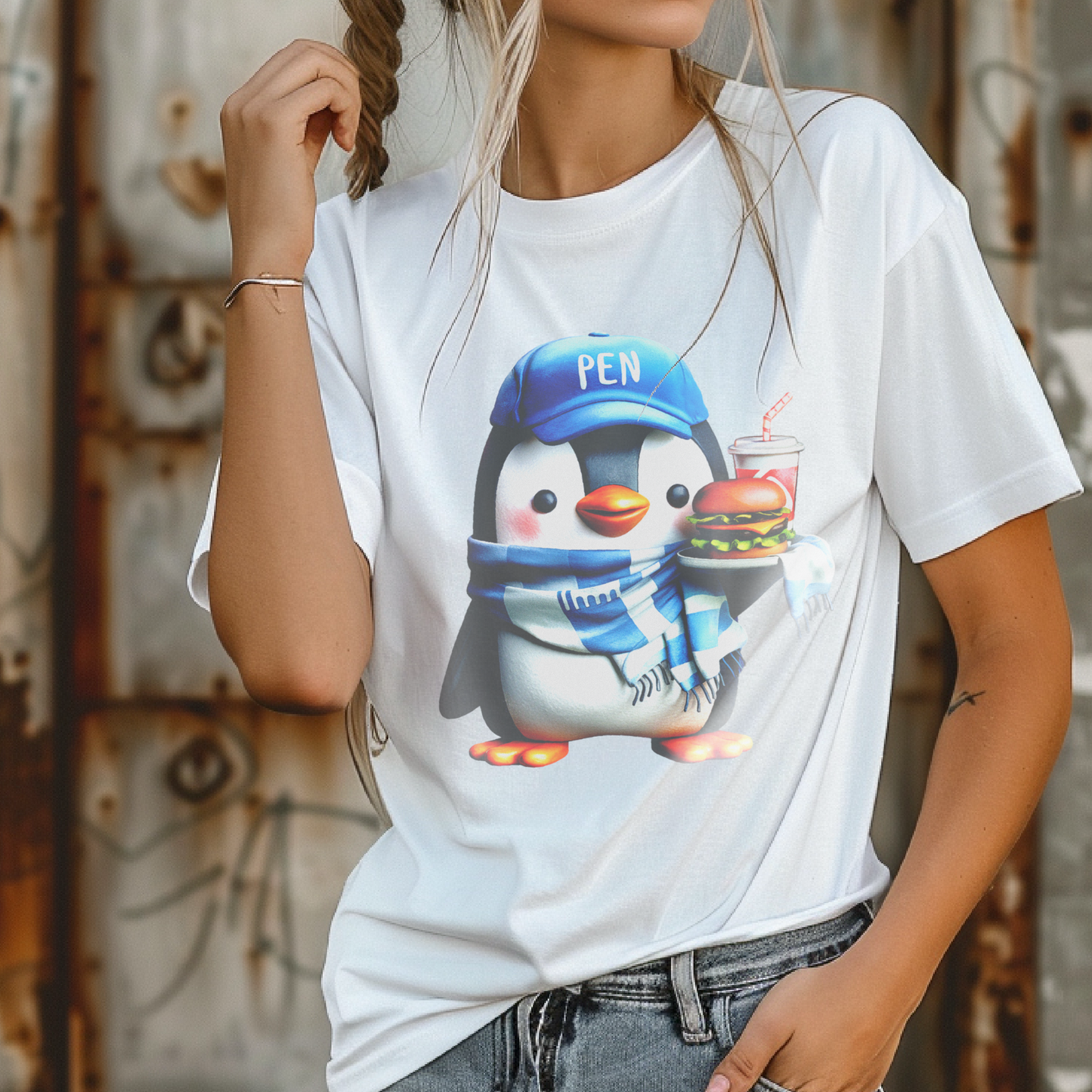 Burger Lover Penguin – Unisex T-shirt