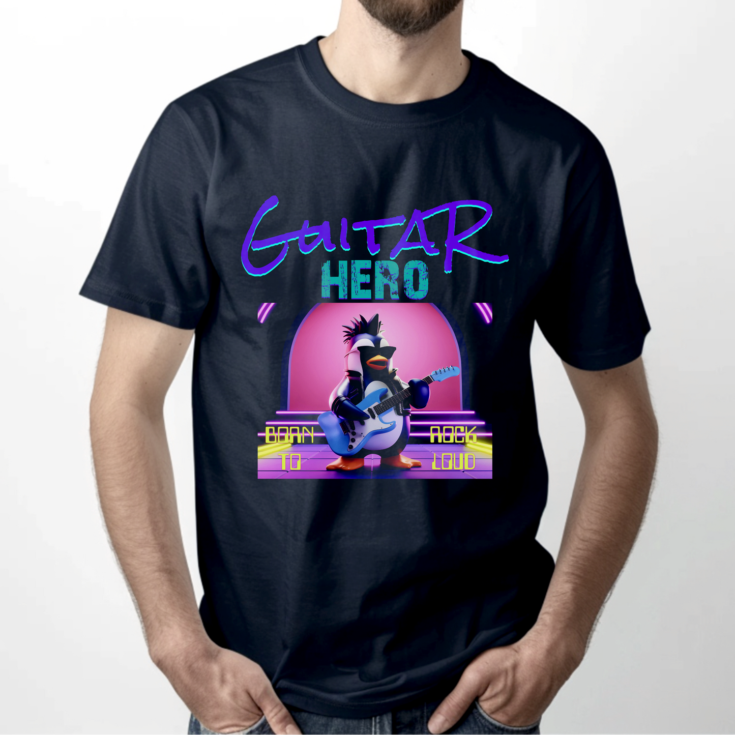 Guitar Hero Penguin – Unisex T-shirt