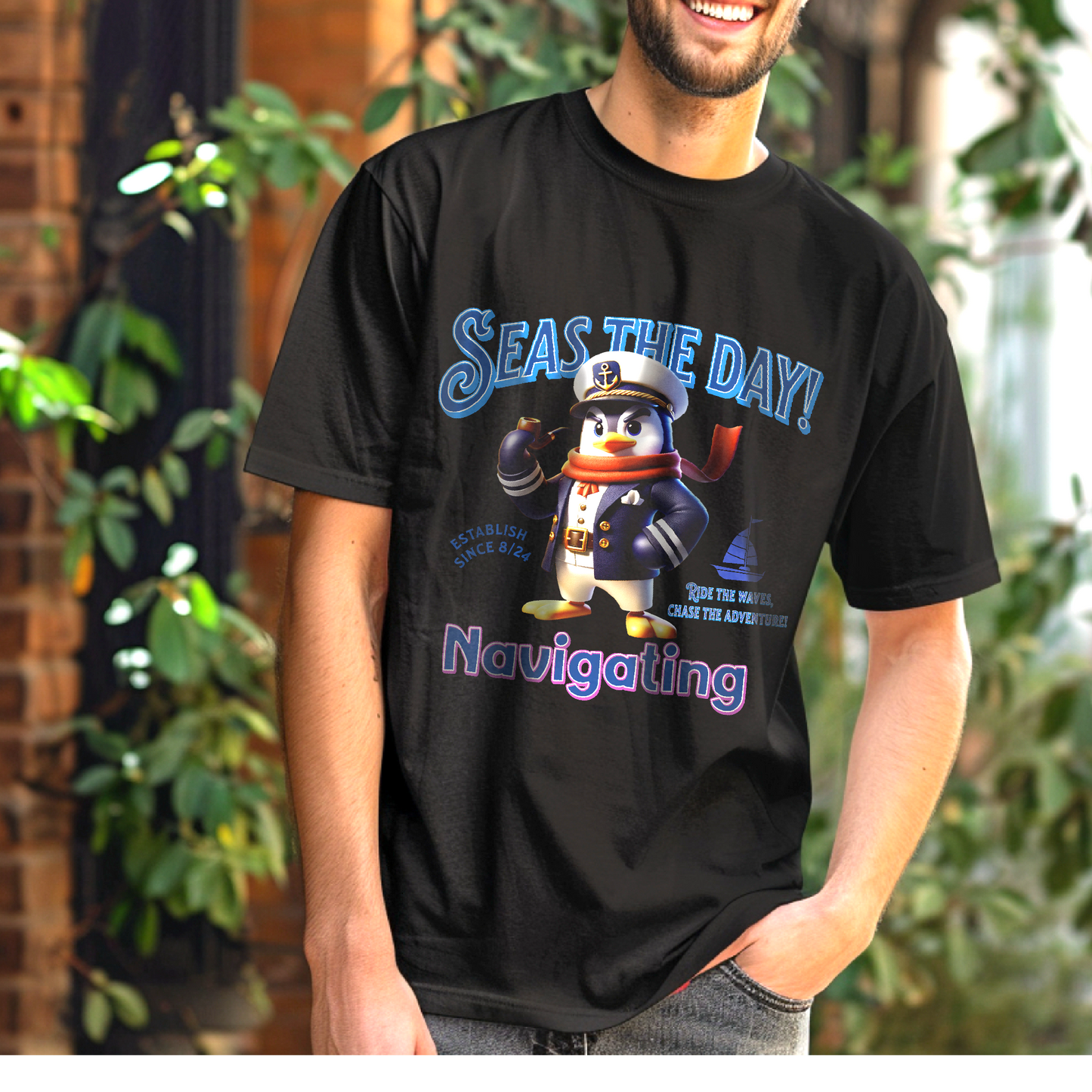 Captain Penguin Navigating – Unisex T-shirt