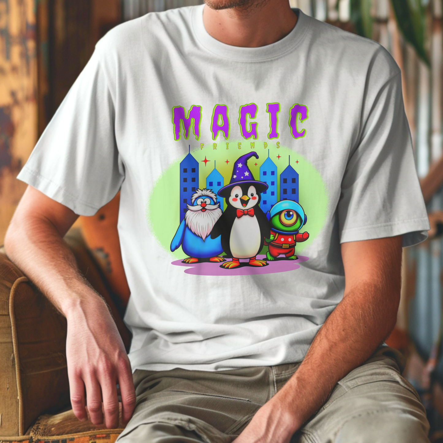 Magic Trio – Wizard Penguin & Friends – Unisex T-shirt