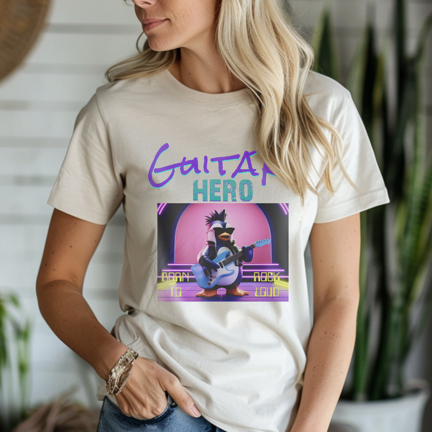 Guitar Hero Penguin – Unisex T-shirt