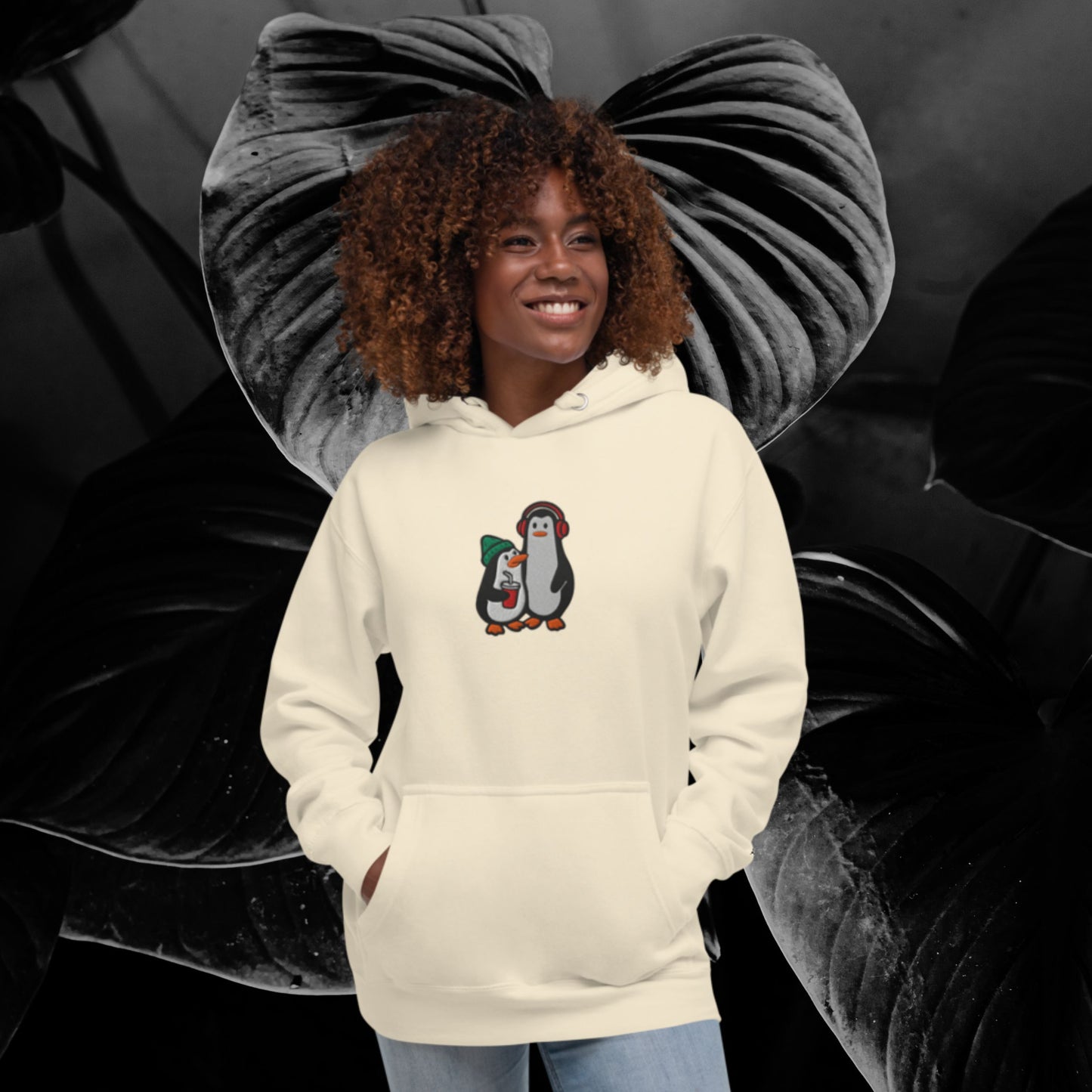 Chill-Pinguin-Duo – Bestickter Unisex-Hoodie