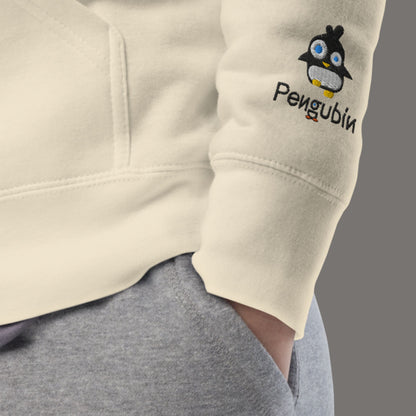 Eisbär & Pinguin im Mondlicht – Bestickter Unisex-Hoodie