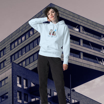Eisbär & Pinguin im Mondlicht – Bestickter Unisex-Hoodie