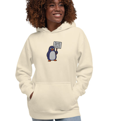 Rebellischer Pinguin mit Haltung – Bestickter Unisex-Hoodie
