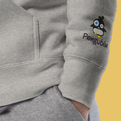 Rebellischer Pinguin mit Haltung – Bestickter Unisex-Hoodie