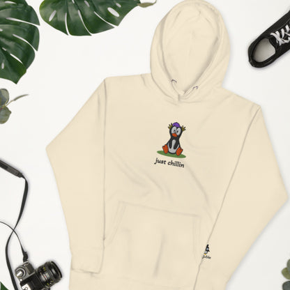 Schüchterner Chillin’-Pinguin – Bestickter Unisex-Hoodie