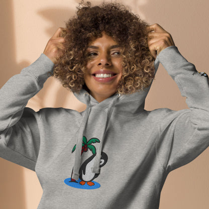Tropischer Pinguin-Flucht – Bestickter Unisex-Hoodie