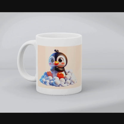 Schneeballschlacht-Pinguin – Keramiktasse